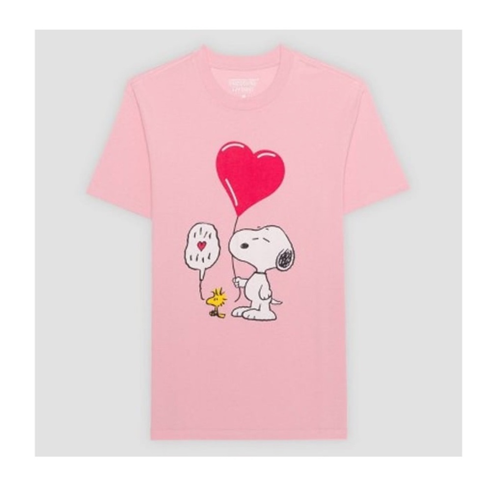 Men's nwt Peanuts Snoopy Heart Balloon Short Sleeve Graphic T-Shirt valentine